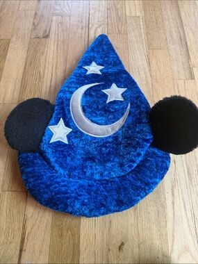 Disney Blue Sorcerer Mickey Hat with Silver Moon & Stars